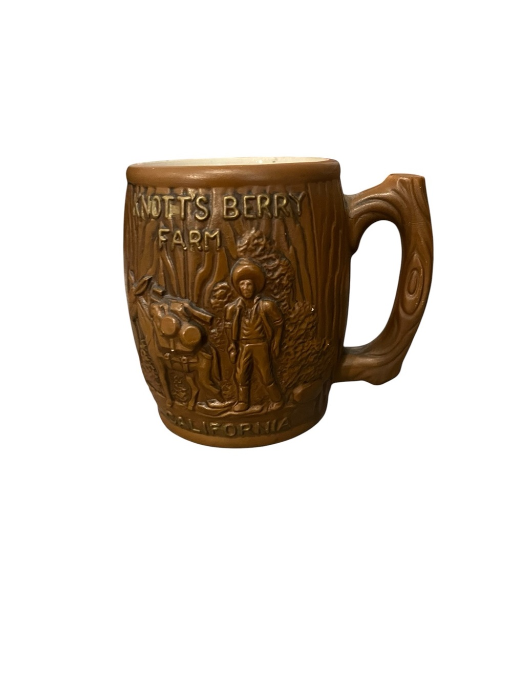 Knotts Berry Farm Vintage Ceramic Mug 3D Raised Cowboy Donkey Collectible